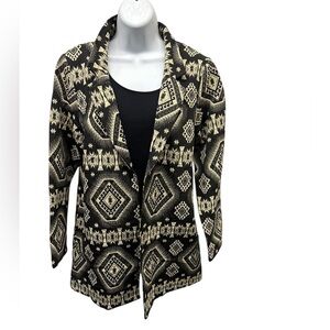 S/M.  NWT.  Sacred Threads Black and Cream Patterned Blazer.   TUQ